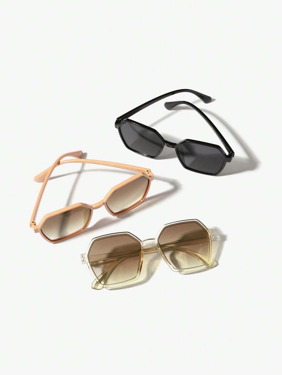 3 Stück Damen Boho Polygonal Leoparden-Muster Modebrille für Y2K-Accessoires, Abschlussgeschenk und Sommer-Outing