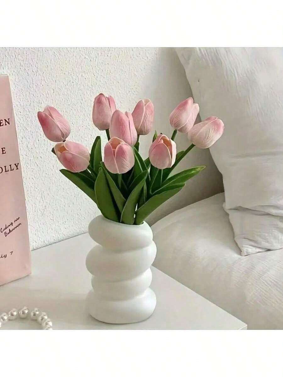 Nuevo jarrón en espiral de plástico, florero de estilo nórdico creativo para arreglos florales, recipiente decorativo, jarrón para flores secas y húmedas, imitación de esmalte, maceta de melamina