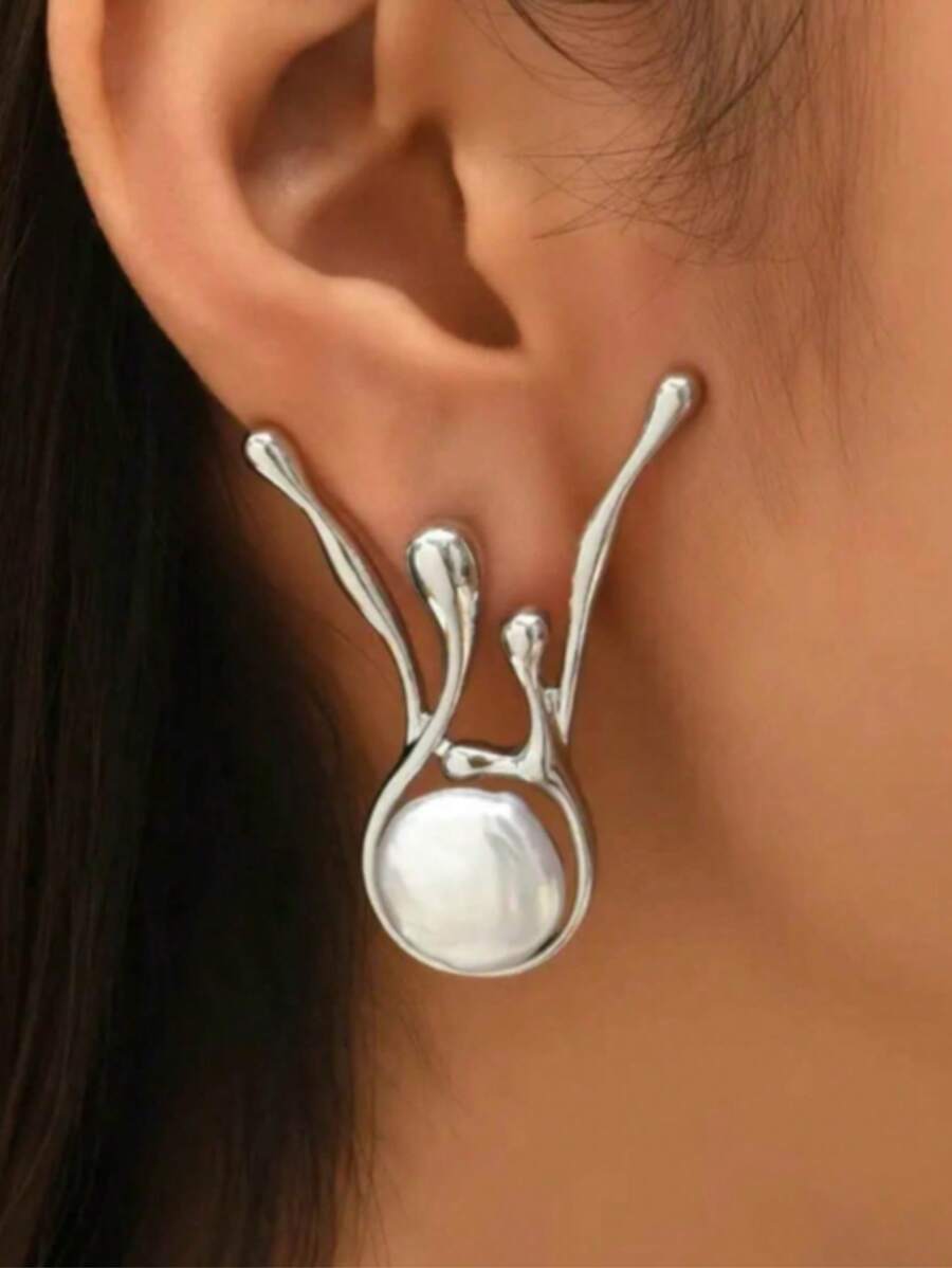 Boucles d'oreilles géométriques asymétriques en perles à la mode