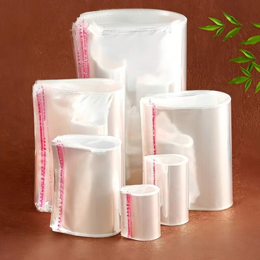 100pcs, OPP Transparent Dust-Proof Plastic Self Adhesive Bags ,Over Ten Sizes To Choose From And Use For Small Accessories, Baking, Keychains, Pendants, Cards, Holiday Gift Packaging Supplies, Transparent Storage Bags, Packaging Bags