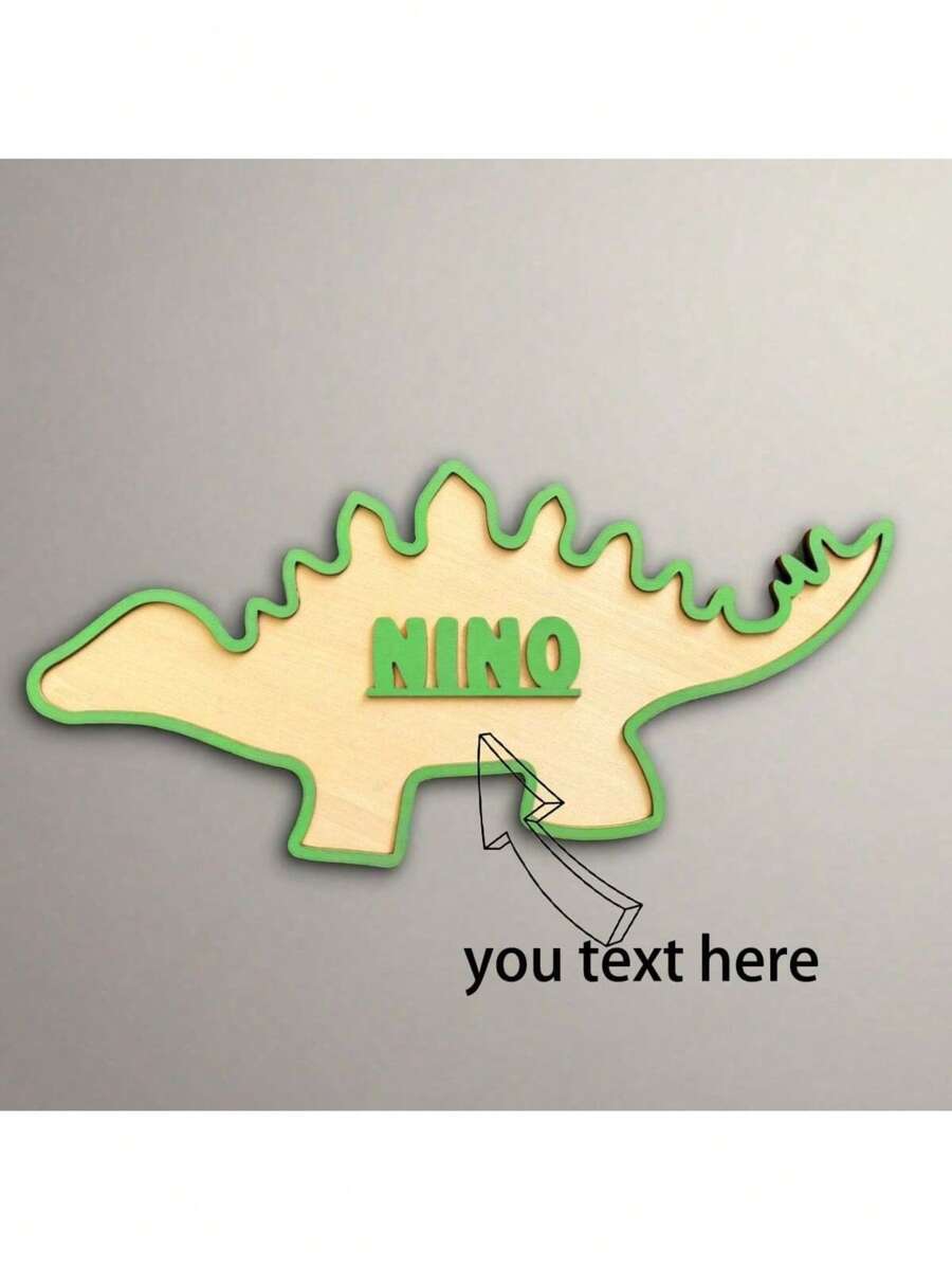 1pc Customizable Children's Dinosaur Theme Nameplate Decor - Personalized Name Signage, Dinosaur Bedroom Plaque, Kids Room Creative Decoration, Dinosaur Lover Gift, Birthday Party Decor, Children's Room Wall Decoration. Customize Your Son's Bedroom With Our Dinosaur Nameplate.