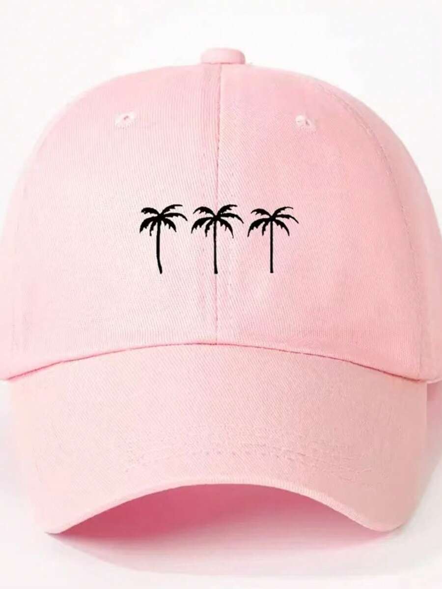 1pc Unisex Adjustable Casual Baseball Cap With 3 Coconut Tree Printing, Outdoor Wear