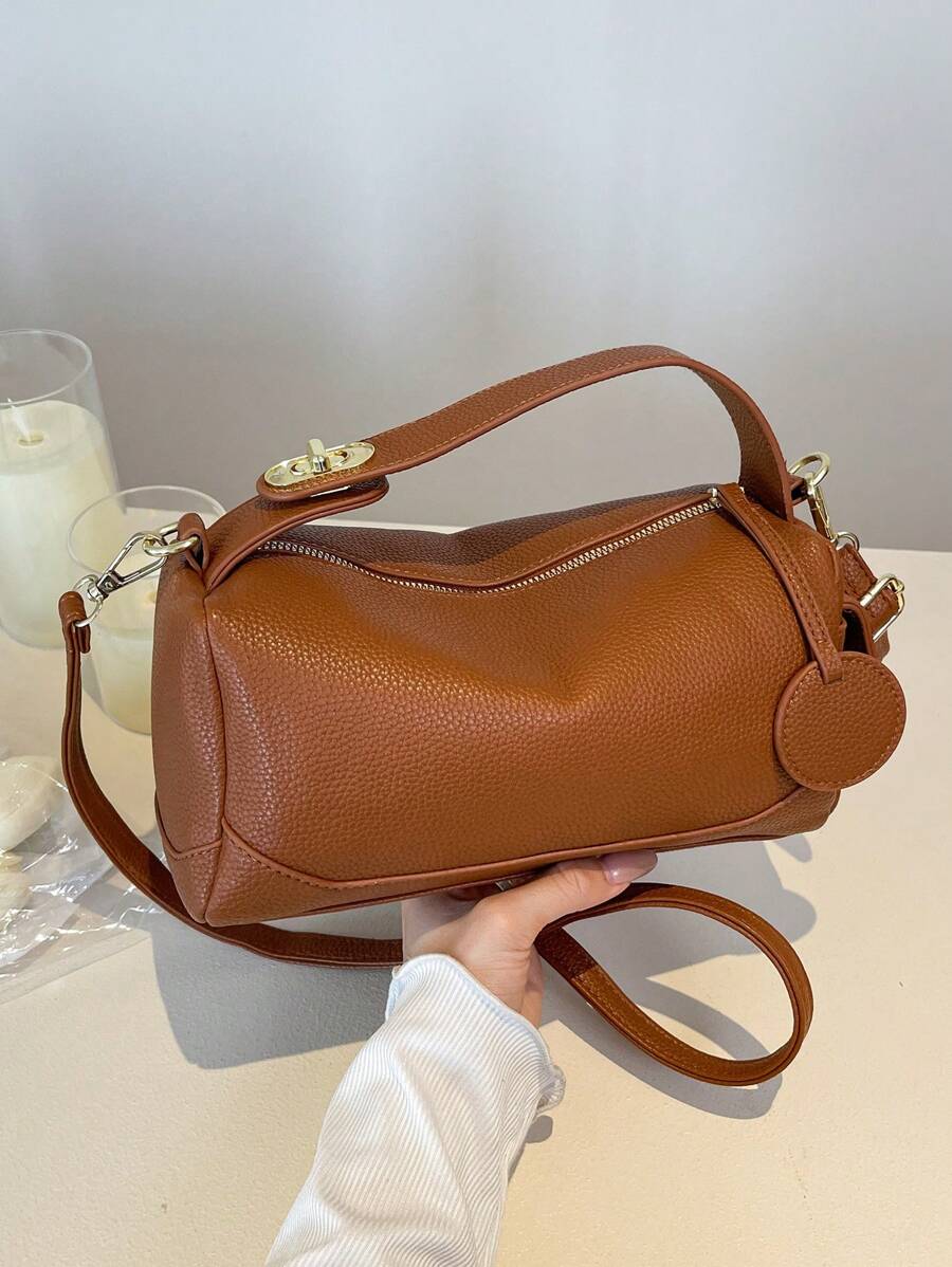 1 Peça Bolsa Oblíqua Fashionável de Cor Sólida Simples de PU com Vários Bolsos, Adequada para Compras Diárias e Uso Casual de Mulheres, Bolsa de Ombro e Bolsa Sacola