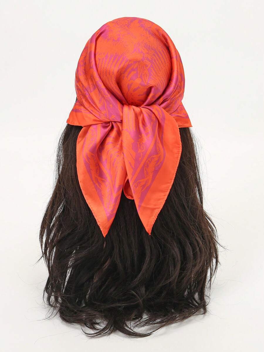 1 pièce Foulard carré imprimé simple de 70 cm, nouveau bandana de printemps pour femmes, ceinture de taille polyvalente, accessoire pour cheveux, foulard à la mode pour la tête