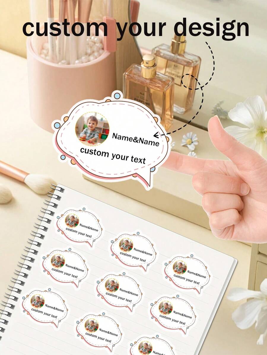 20 pezzi Adesivi personalizzati per bambini con foto divertenti, nome, testo, cartoni animati, per asilo nido, zaini, scatole pranzo, etichette per materiale scolastico, ufficio, abbigliamento, impermeabili e resistenti, decorazione colorata