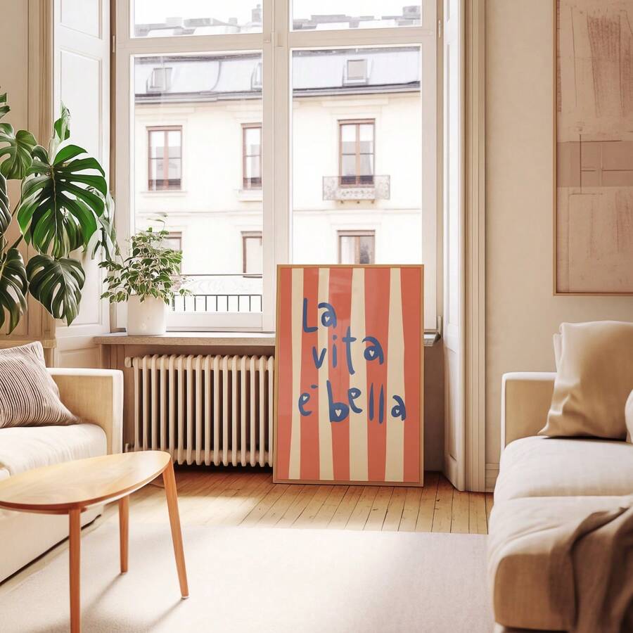 1 pezzo Opera d'arte da parete con citazione motivazionale in stile Rinascimento italiano vintage, stampa su tela senza cornice con atmosfera mediterranea per camera da letto/ufficio/dormitorio, decorazione ispiratrice per feste di aperitivo e regalo perfetto per gli amanti dei viaggi (stampa artistica senza cornice)