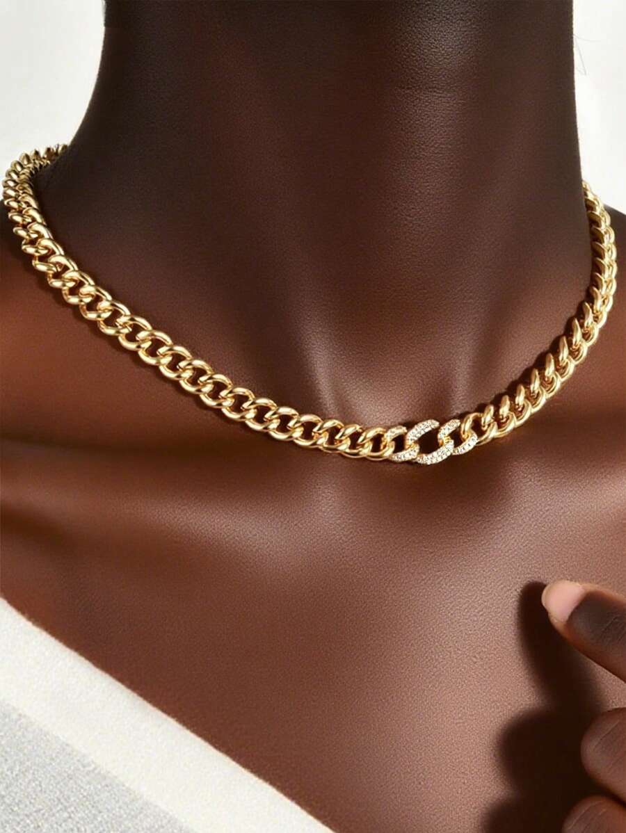 Charm-In 1 Corrente cubana luxuosa e moderna com zircônia cúbica - ideal para entusiastas de punk e metal, adequada para uso diário e trajes para festivais de música