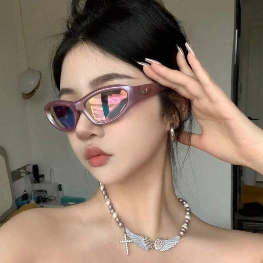 1pc Y2K Style Retro Aesthetic Sporty Sunglasses, European And American Fashion Look Shade Going Out Outfit Outdoor Beach Seaside Vacation And Gift For Family And Friends