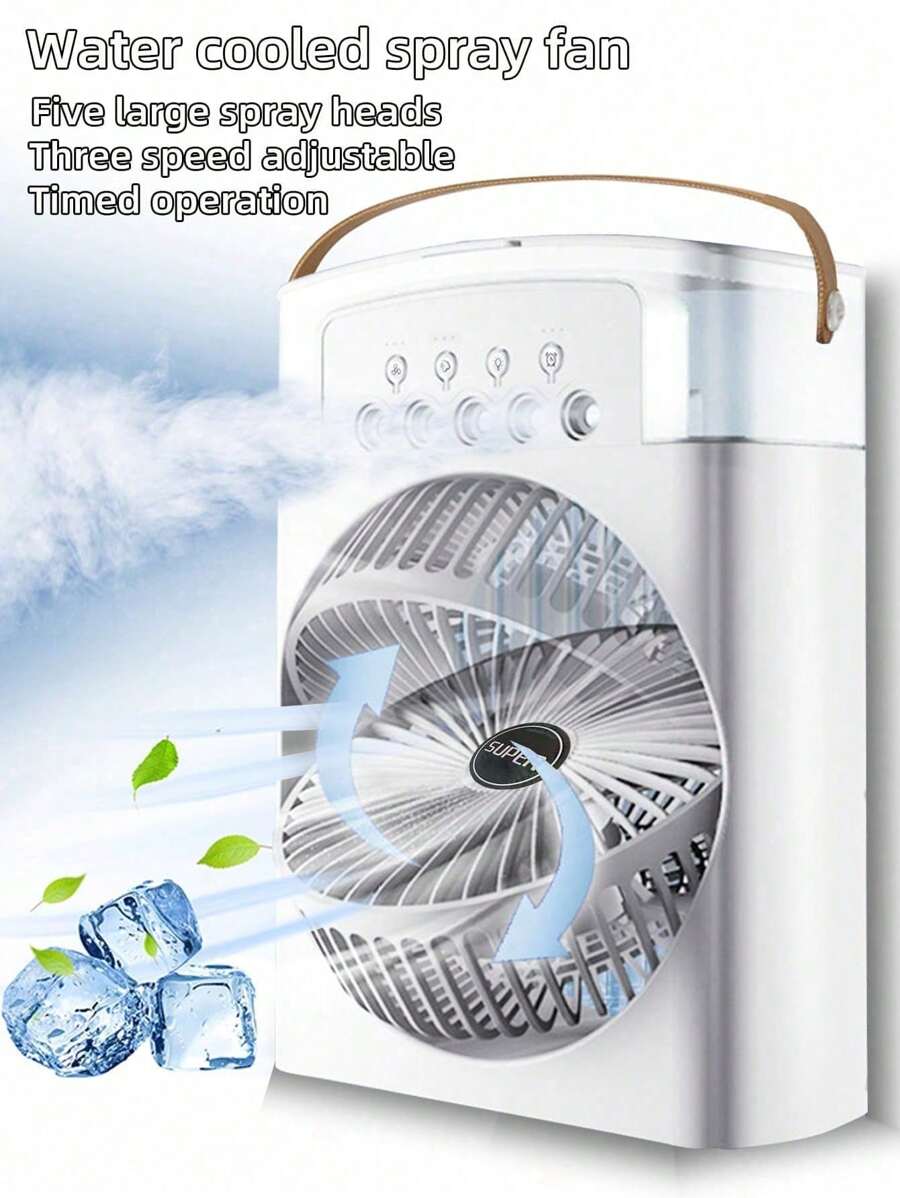 Raffrescatore d'aria portatile, ventilatore condizionatore d'aria portatile, mini raffrescatore evaporativo con luce LED colorata, timer da 1/2/3 ore, 3 velocità del vento e 3 modalità di nebulizzazione per la tua scrivania, comodino o tavolino da caffè