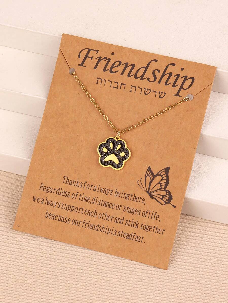 1 pezzo Collana pendente a forma di zampa, in acciaio inossidabile con design a zampa d'animale, regalo di amicizia per migliori amici, appassionati di animali, confezione con biglietto, adatto per uso quotidiano delle donne