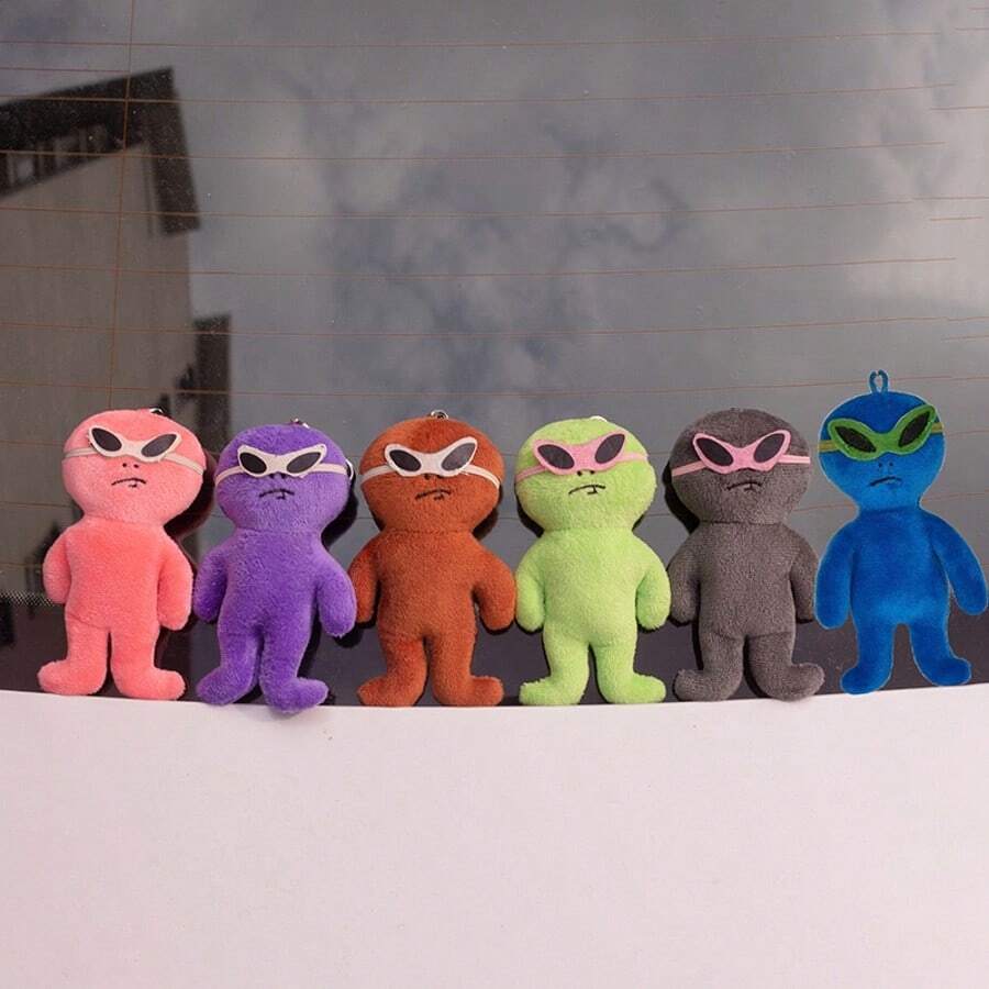 Porte-clés peluche mignon de poupée extraterrestre, pendentif de poupée de dessin animé amusant