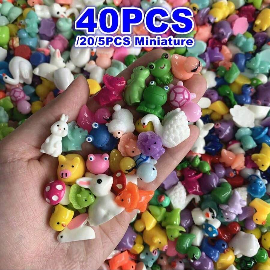 5/20/40PCS Mixed Styles Mini Resin Animals Mushroom Figurines Miniature Mixed Styles For DIY Bonsai Craft Ornament Fairy Garden Micro Landscape Accessory Home Decor
