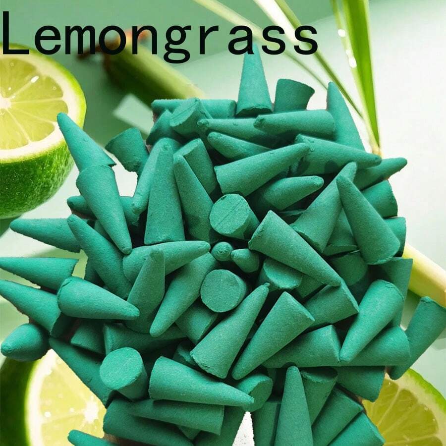 1pc 65/100/125 Pcs Lemongrass Incense Cones, Suitable For Kitchen, Living Room, Home Decor, Yoga, Office, Aromatic Fragrance