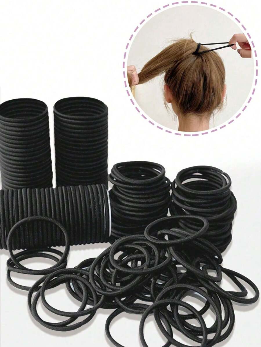 50 Stück hochelastische schwarze Haargummis für Männer und Frauen, Haarzubehör, Haarscrunchies, Haargummis, Styling-Tools, Gummibänder, multifunktionales Haarzubehör, dicke grundlegende Haargummis, beschädigen das Haar nicht, wiederverwendbar, geeignet für Haare im Alltag, Outdoor, Dusche, Lässig Party, Arbeitsweg, Sport, Campus, Dates, Urlaub, tägliche Reisen, Geschenke für Mutter, Freunde, Paare, Klassenkameraden, Haargummis, Haarseile