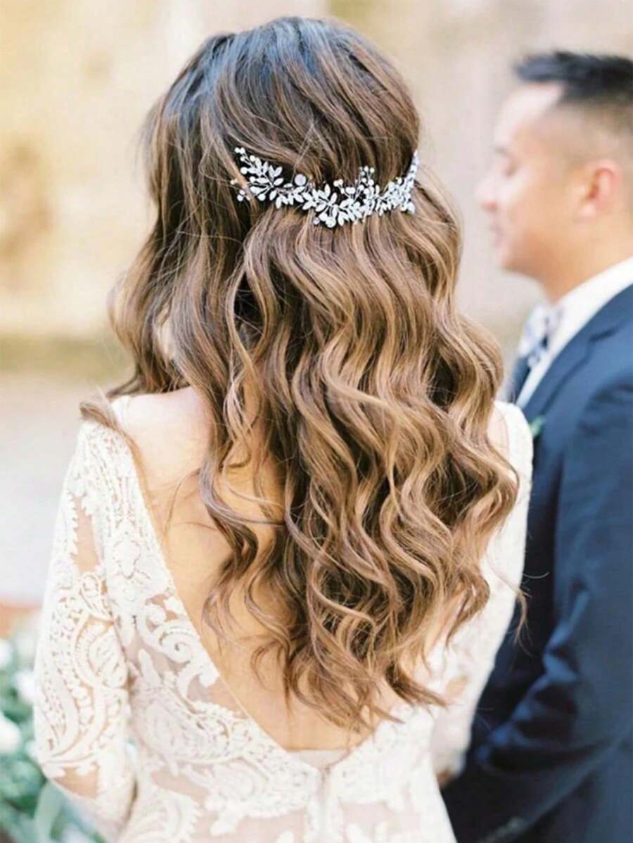 1 Stück silberner Blumen-Haarkamm, eleganter Braut-Haarschmuck