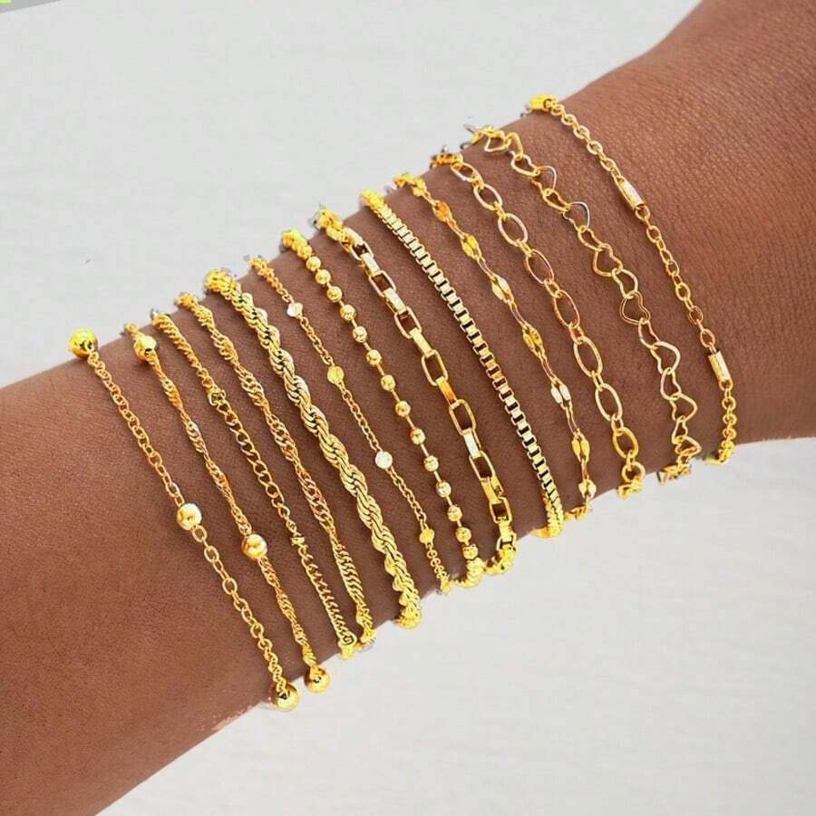 Conjunto de 13 pulseiras femininas estilo vintage
