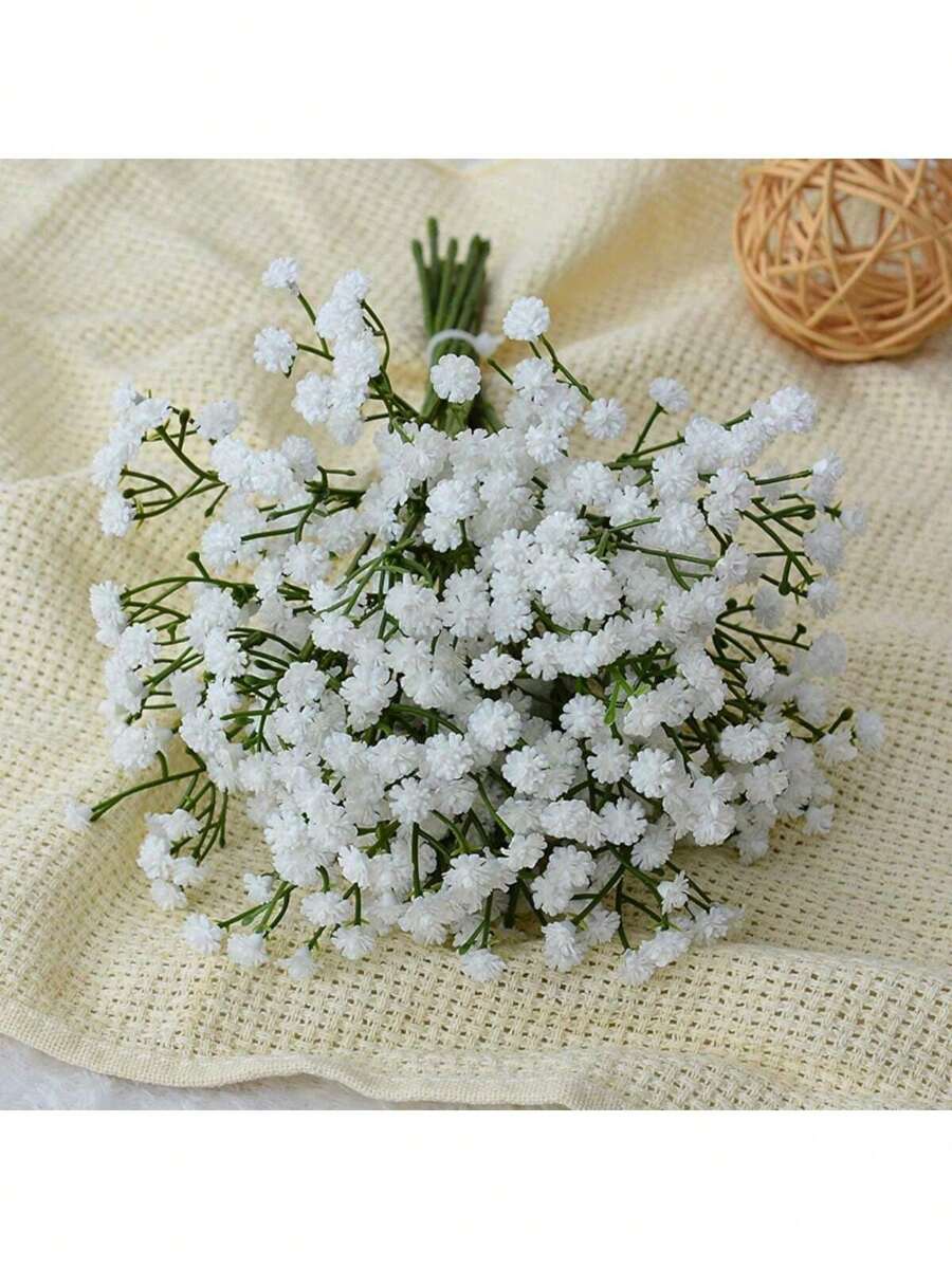 3/6/12 pezzi di fiori artificiali di bebe in massa - 28 cm di altezza, fiori finti di Gypsophila al tatto reale, riempitivo per bouquet da matrimonio, decorazione centrale, decorazione bohémien per casa, decorazione da tavolo autunnale, regalo di San Valentino, decorazione fattoria, bagno, scrivania (bianco)