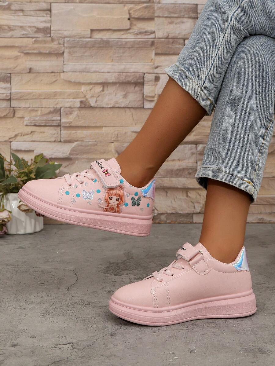 1 Pair Girls White Shoes, New Autumn/Winter 2025 Arrivals, Anti-Slip Casual Sneakers For Kids, Soft Sole