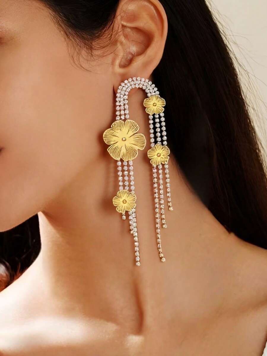 1 Paar sommerlich frische Edelstein- & Blumen Dekor Braut Ohrringe für den Alltag