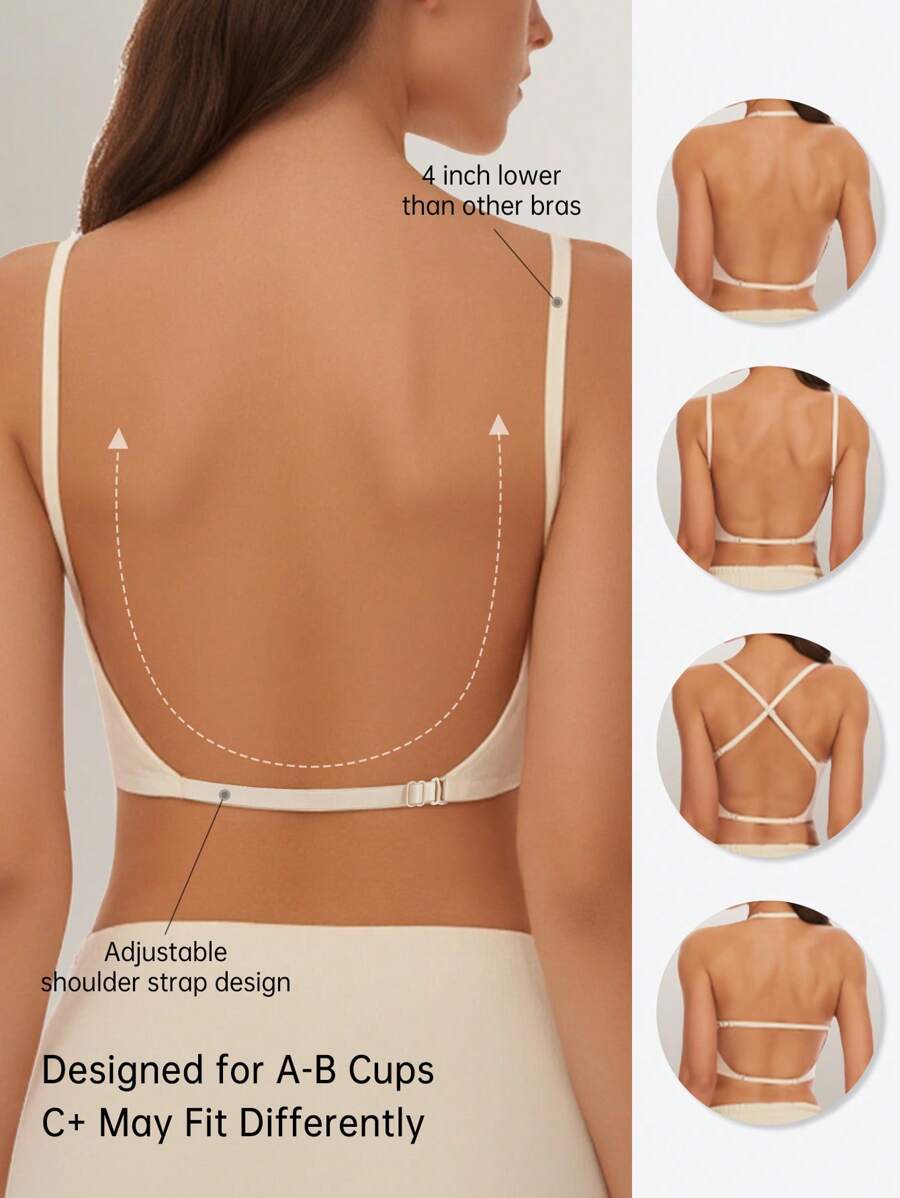 Sujetador sin costuras, sin espalda y sin tirantes para mujer - Taza delgada y transpirable, tirantes ajustables y convertibles, soporte ligero (ideal para talla A/B) - Boda, vestido formal, camiseta interior, ropa de verano, lencería nupcial