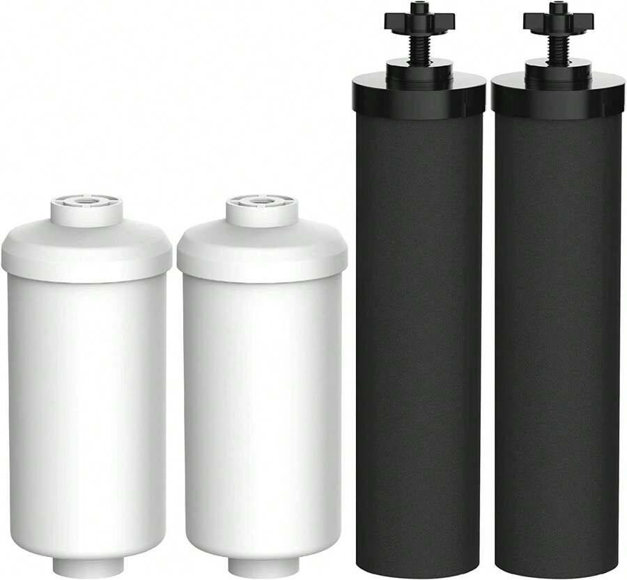 Filtro de agua, Repuesto para filtros negros (BB9-2) y filtros de fluoruro (PF-2) Paquete combo y sistema de filtro de gravedad - Incluye 2 filtros negros y 2 filtros de fluoruro (4)