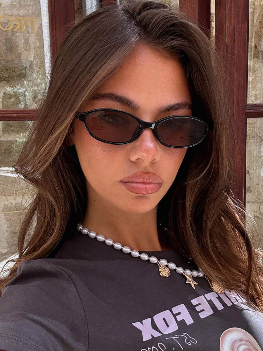 1 PC Women's Oval Shape Summer Eyeglasses, With Stylish Color Block Embellished Temples, Minimalist Chic Design, Suitable For Everyday Accessory, Business Casual Woman Beach Accessories Women Vacation Outfits Women