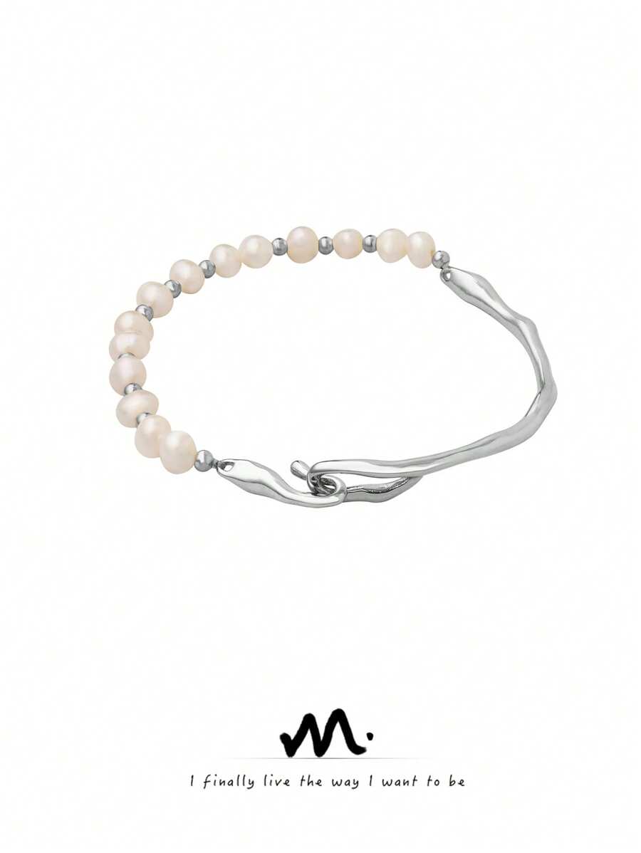 MiDuoDuo 1 Stück MiDuoDuo Mode elegante quadratische Anhänger Halskette mit natürlicher Süßwasserperle Armband, hochwertiges Geschenk für Frauen
