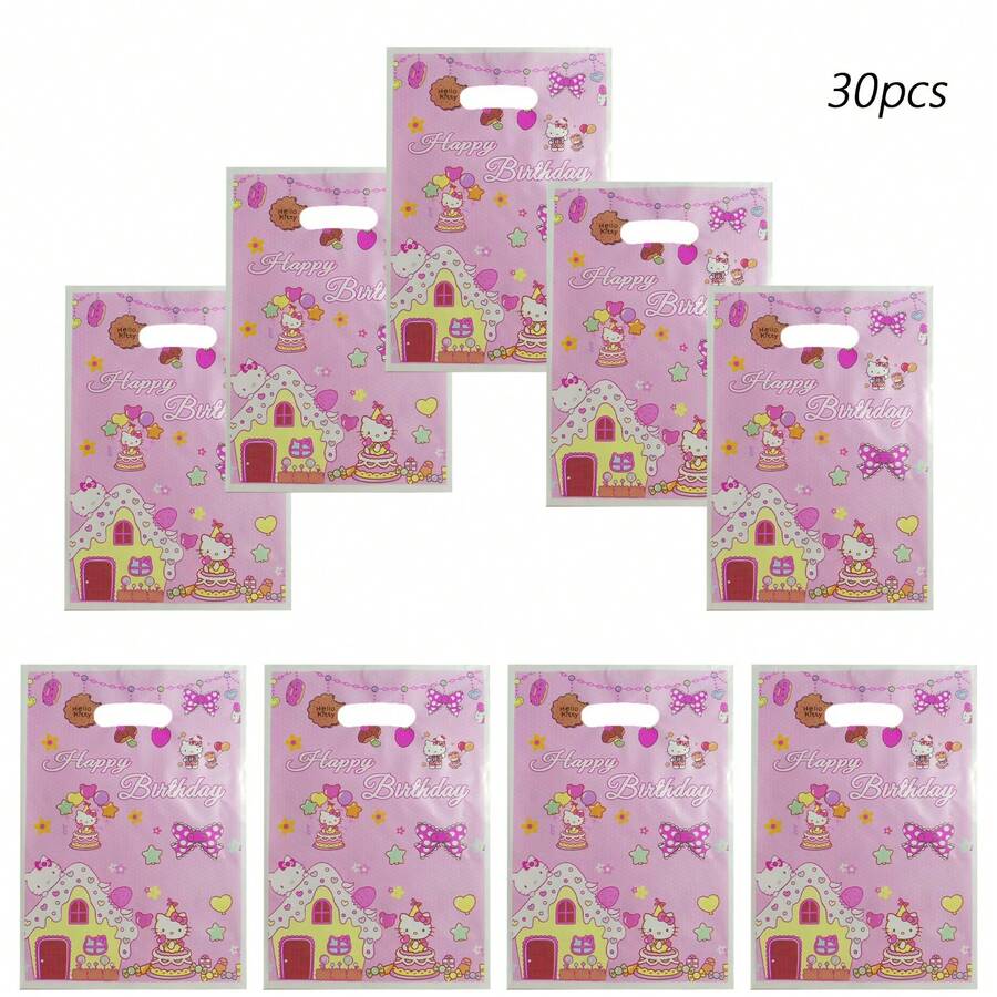Sanrio 30pcs Sanrio Hello Kitty Birthday Party Decorations,Hello Kitty Gift Bags, Hello Kitty Candy Bags ,Hello Kitty Goody Bags ,Hello Kitty Birthday Party Supplies Decorations,Hello Kitty Gift Bags