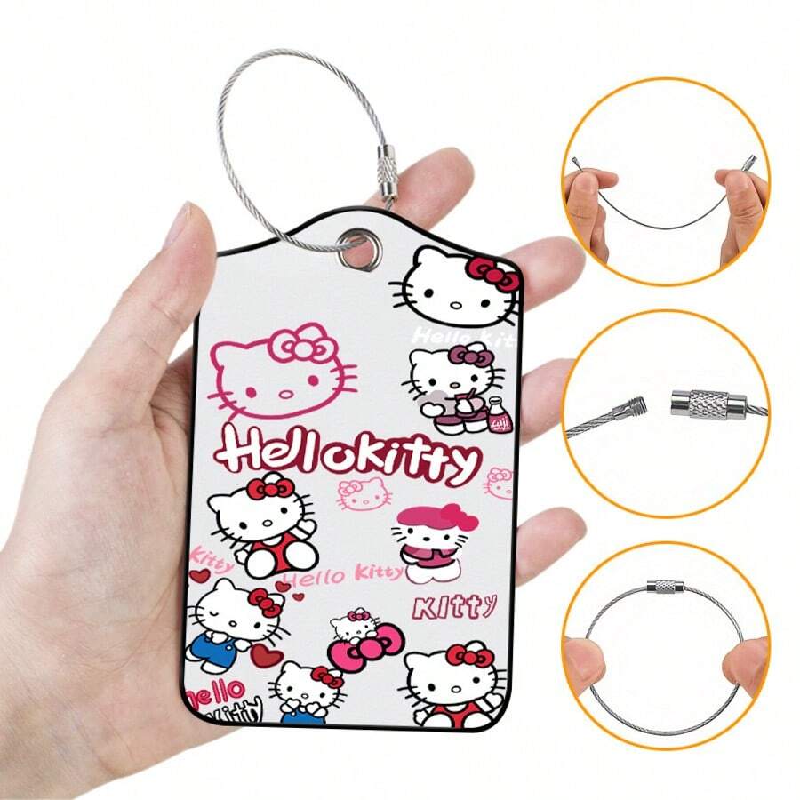Sanrio Sanrio, Luggage Tag PU Leather Tag Suitcase Consignment Tag Hello Kitty Cat Travel Essentials Travel Accessories Vacation Summer Holiday Back To School Women Mini Travel Products