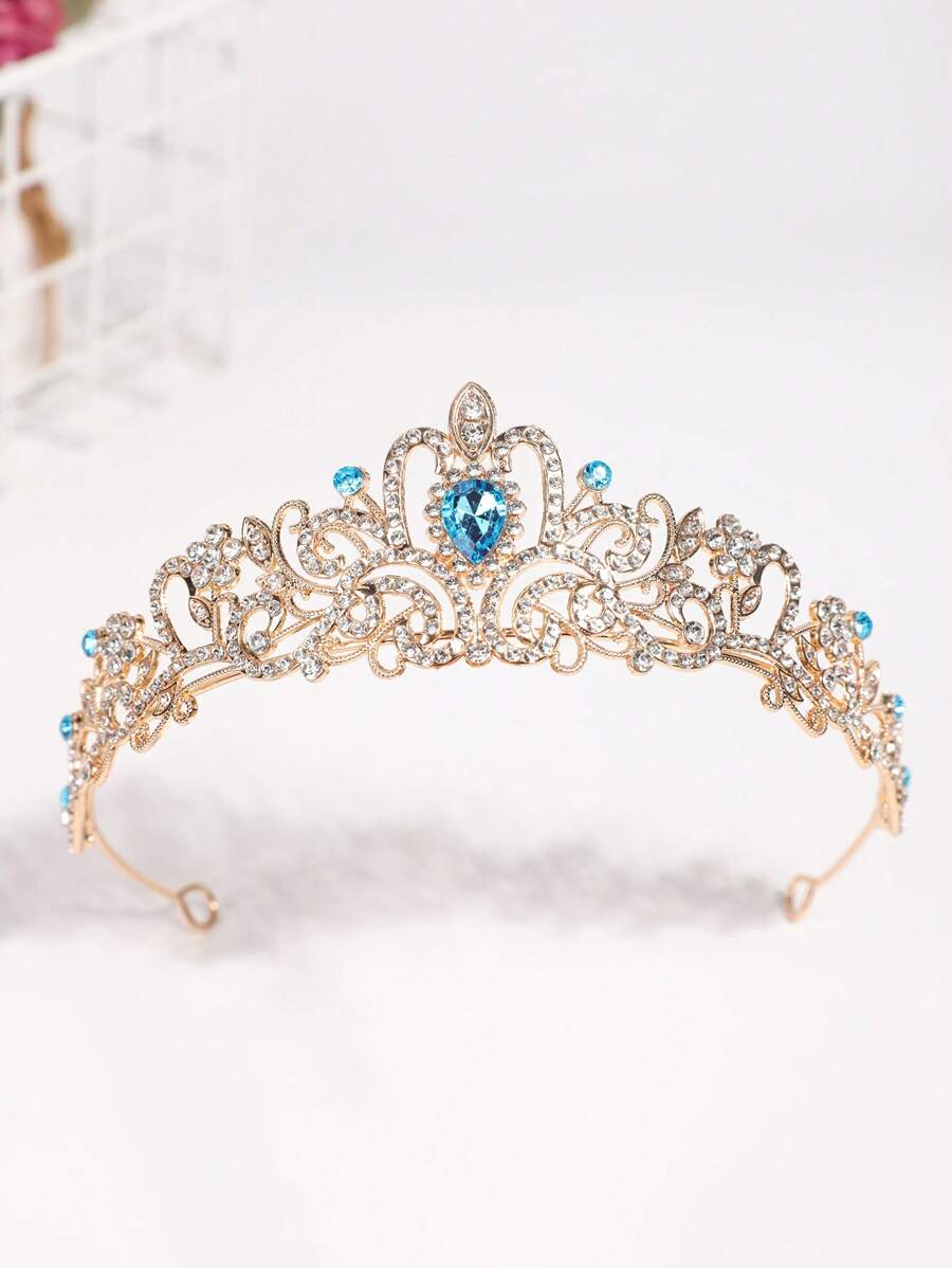 1 Stück Modische Prinzessinnenkrone mit Strass für Geburtstag, Haaraccessoire