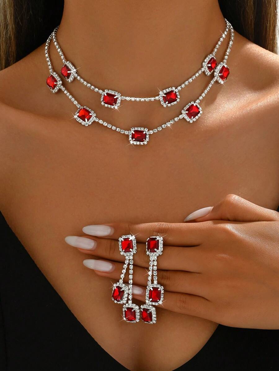 3 pièces Ensemble de bijoux élégant à motif floral pour femmes, comprenant un collier et des boucles d'oreilles. Parfait comme accessoire de mariée ou cadeau de Thanksgiving