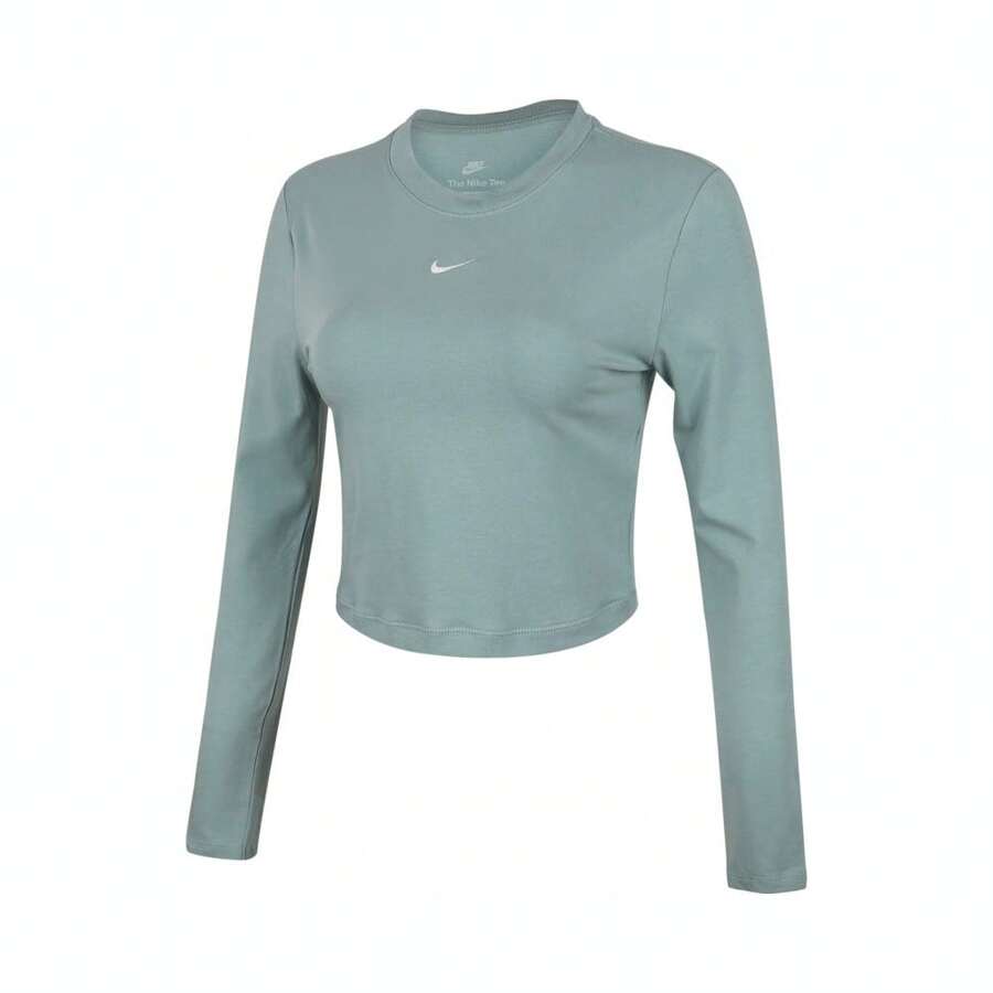 Nike Women's AS W NSW NK CHLL KNT LS CRP Long Sleeve T-Shirt Knitted Collar Tee THF5323-018