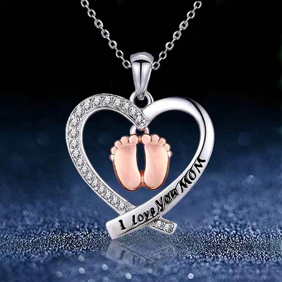 1 pieza Colgante elegante con diseño de huella y corazón, regalo de Día de la Madre único y de moda