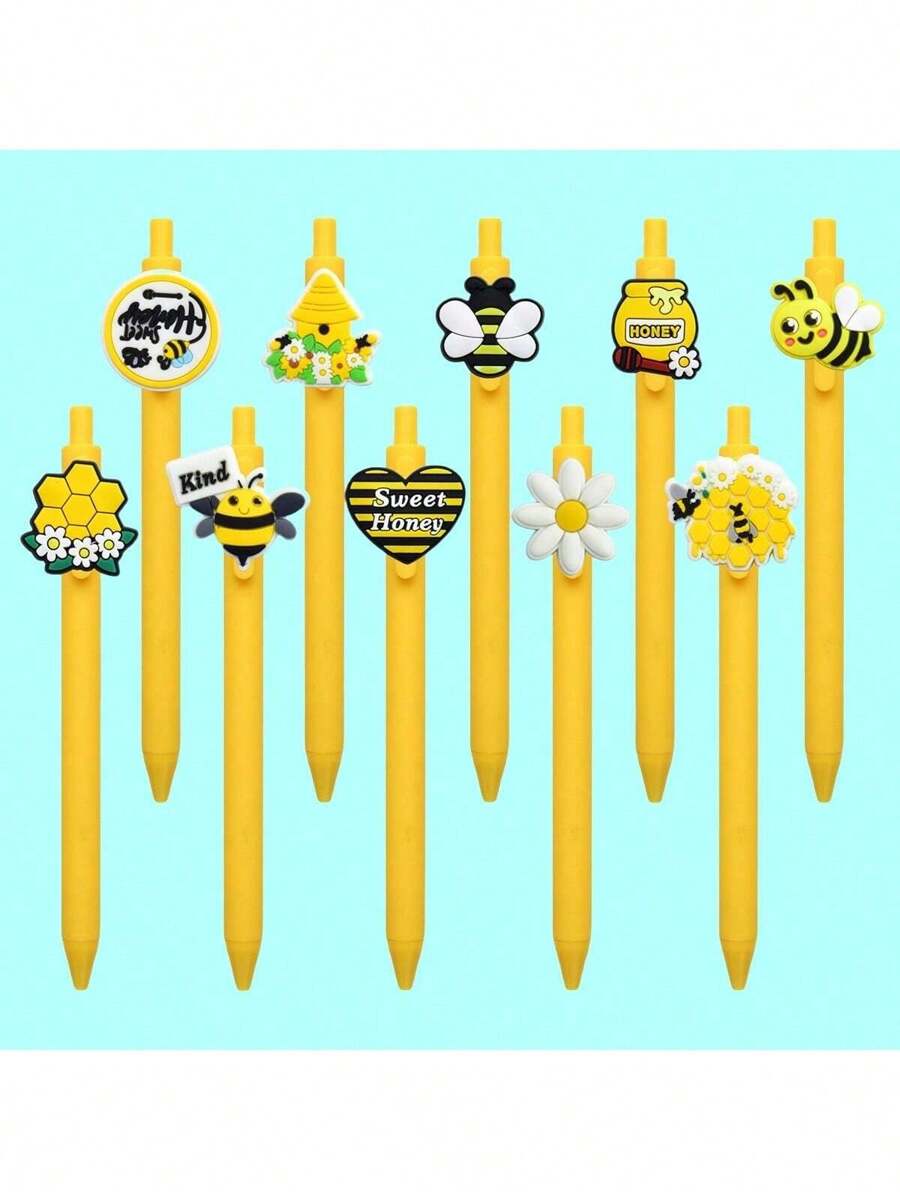 5 kleine Bienen Serie Kugelschreiber, 0,5 mm gelber Stift Kern, vielfältig kreativ gestaltet, dreidimensional, süß und drückbar. Büromaterial geeignet für tägliche Büroarbeit und Schulstudie, perfektes Geschenk für Studenten und Freunde, Geschenk zur Schulanfang und Abishaison