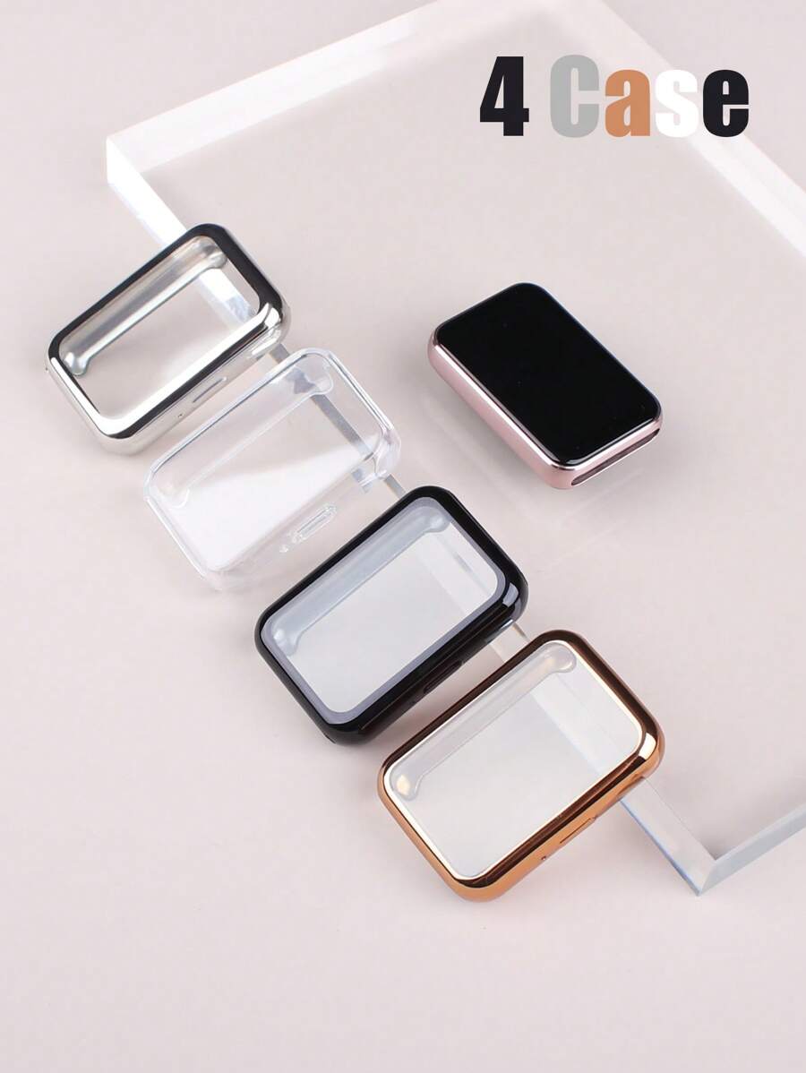 4 Stück Rundumschutz Uhrentasche kompatibel mit Samsung Galaxy Fit 3 Hülle für Herren und Damen, Vierfarbkombinations-Set, modisch, sportlich, stoßfest und kratzfest, weiche TPU-Hülle, empfindliches Touchfeld, leicht zu tragen, Ersatz-Schutzhülle