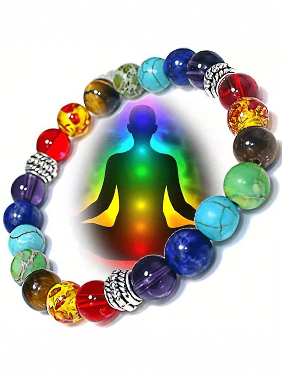 1 pieza Pulsera de curación de energía de Chakra, pulsera de cuentas de equilibrio de yoga con turquesa volcánica, regalo de joyería para fiesta