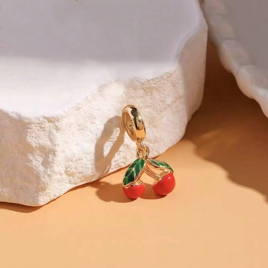 1 peça de pingente de cereja com frutas, enfeites adoráveis para meninas, pulseira e colar faça você mesmo, presentes requintados para meninas