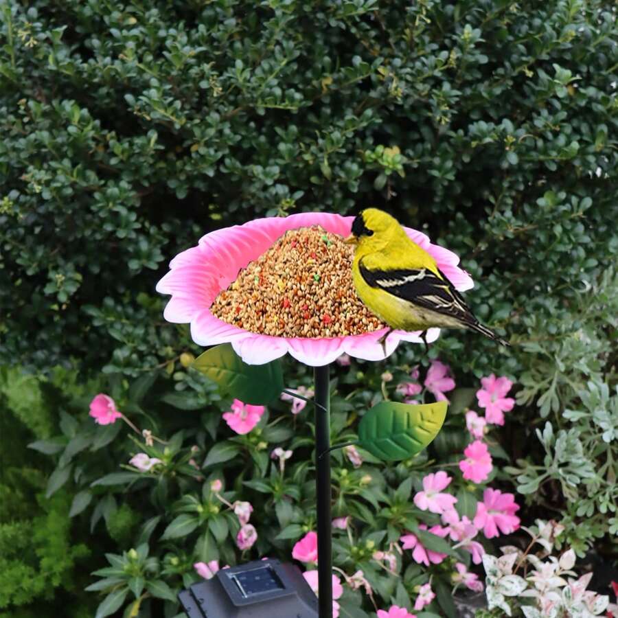 1pc 7.8*28.3 Inch Unique Lotus Design Bird Feeder, Practical And Decorative For Garden, Patio, Lawn Bird Bath, Ideal For Gardening Enthusiasts & Bird Watchers