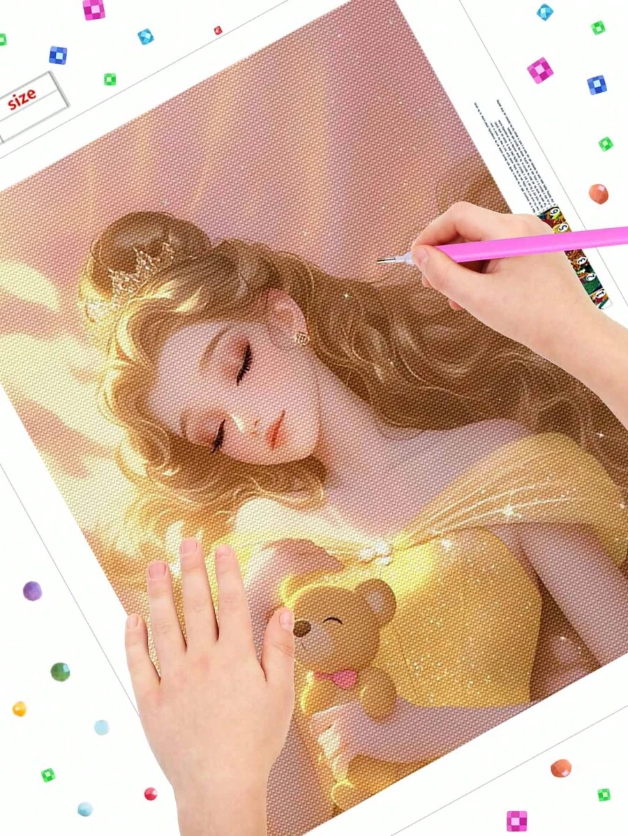 Disney Disney 5D Diamond Painting Kit, DIY Cartoon Pattern, Mosaic Rhinestone Art, Round Diamond Embroidery Cross Stitch Craft Set, Home Decor, Gifts