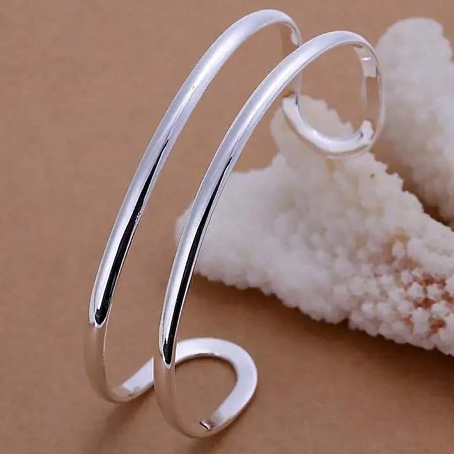Pulsera de plata de ley 925 de alta calidad con doble línea, ajustable, para hombre y mujer, joyería de moda para fiesta, boda y uso diario