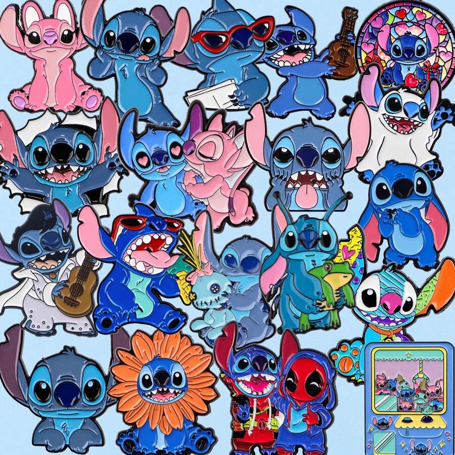 Disney 1 pièce Broche Disney Stitch, épinglette émaillée distinctive - Insigne mignon pour sacs à dos et vêtements, accessoire de broche pour vêtements, attache de sac