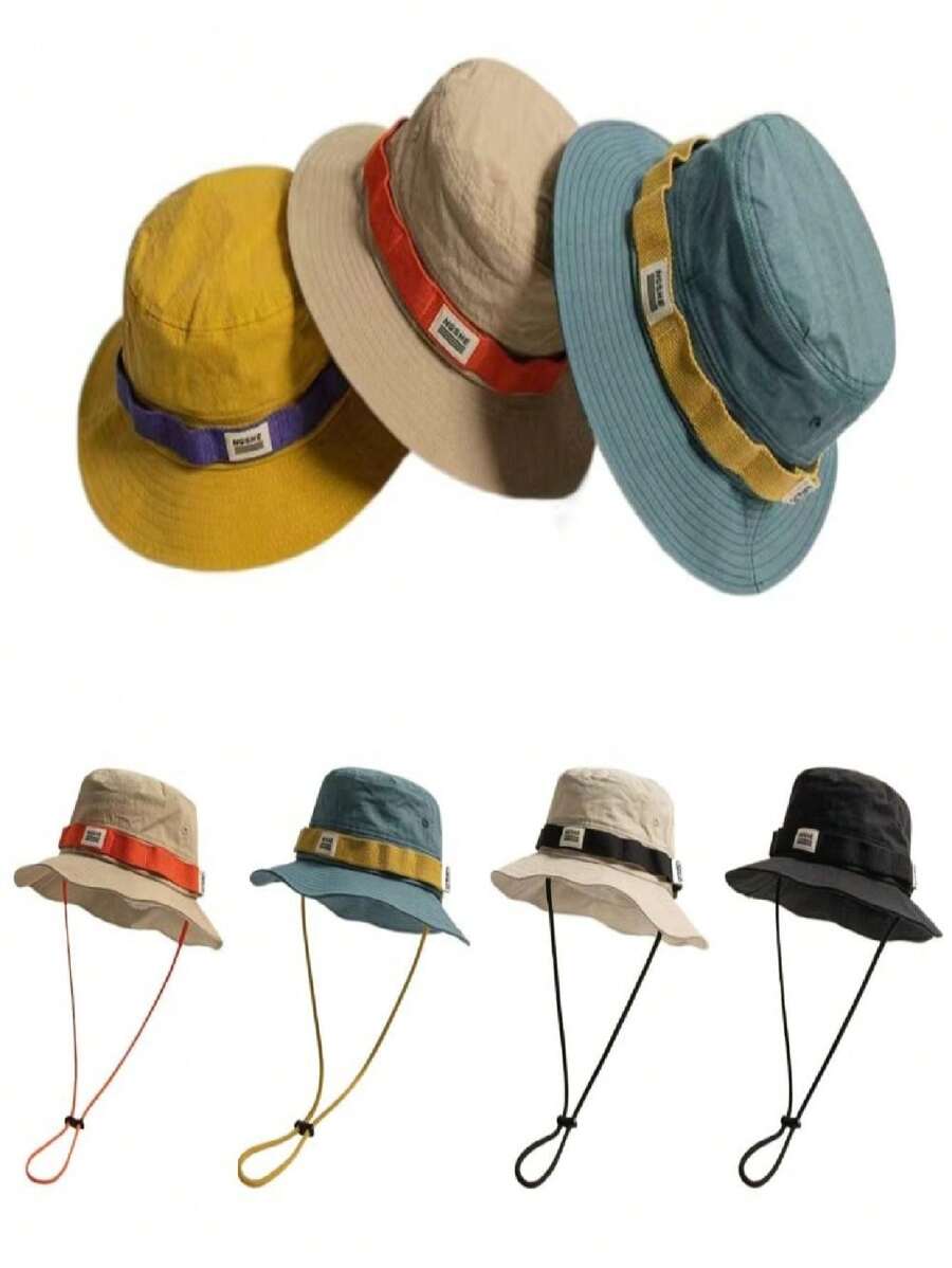 Kontrast Vintage Fischerhut für Herren und Damen Sommer Outdoor Camping Bergsteigen Hut breiter Rand Sonnenhut