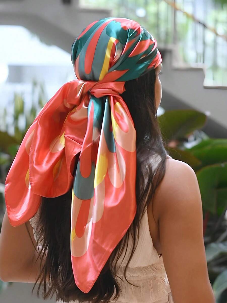 1 buc Eșarfă Bandana Boemă Colorată cu Dungi și Imprimeu Floral pentru Femei, Eșarfă Respirabilă Casual pentru Primăvară/Vară, Potrivită pentru Accesorii de Păr pentru Uz Zilnic, Chestii de Scoală, Facultate