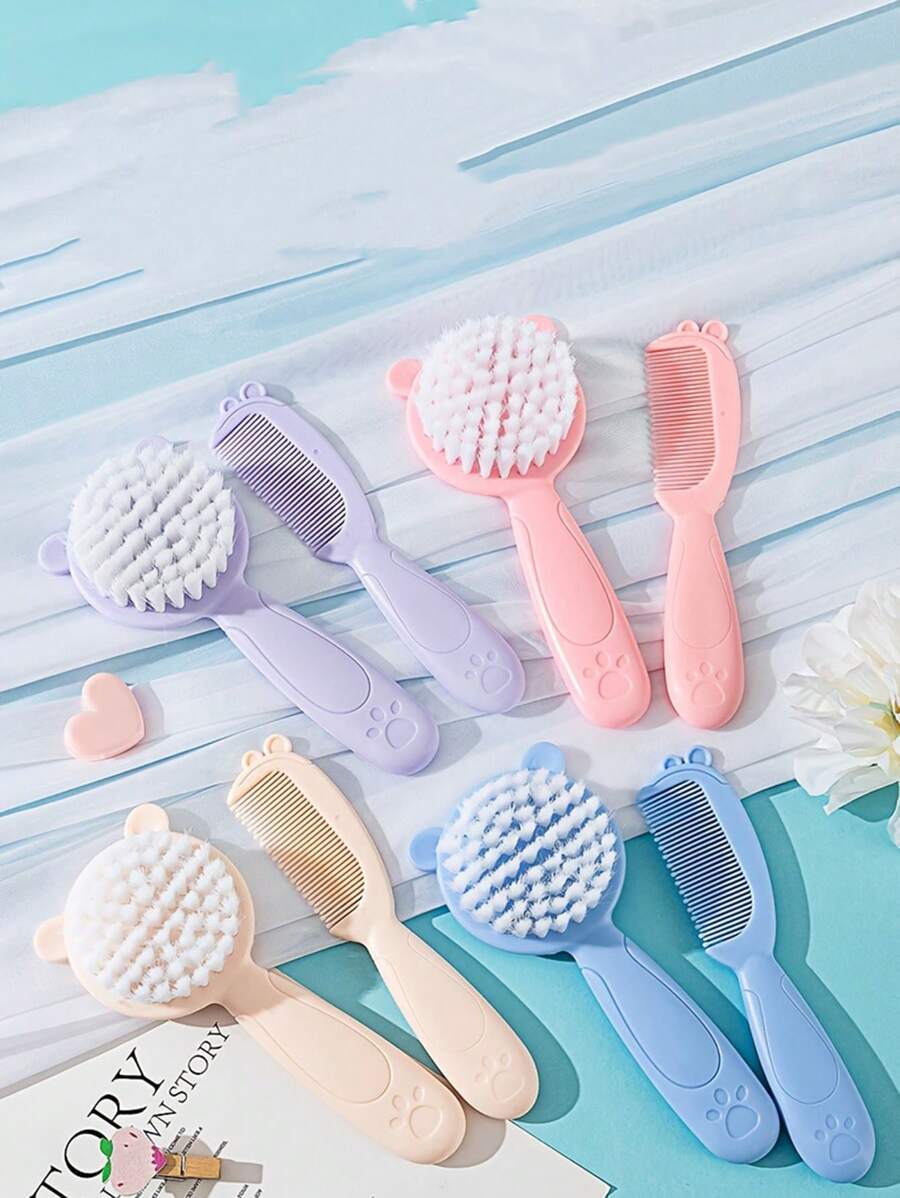 Set de 2 piezas de peine y cepillo para caspa para niños, niños y niñas, para uso diario, fácil de llevar