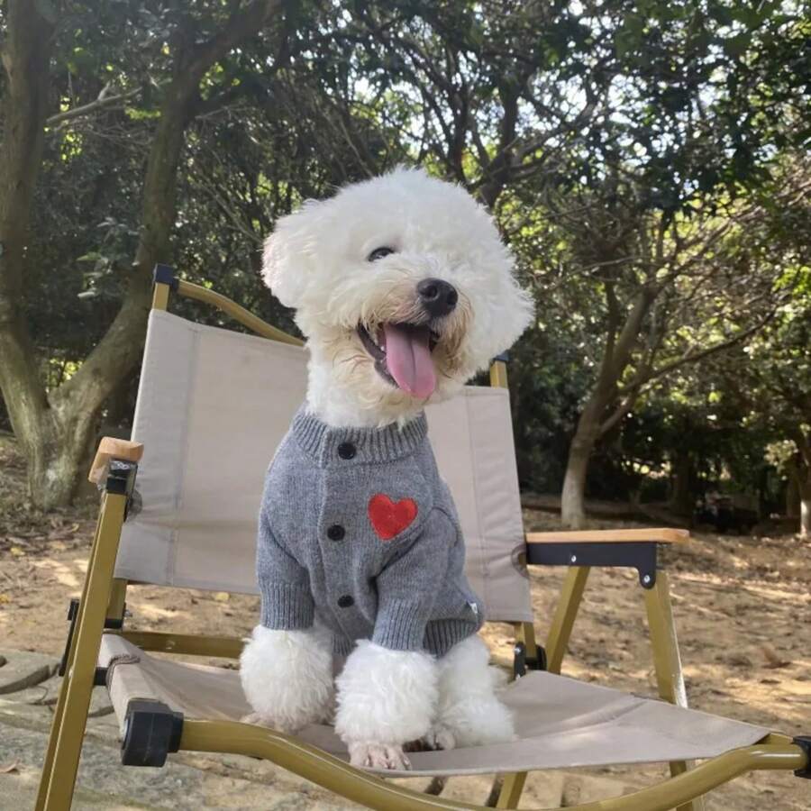 1PC Pet Clothing Spring And Autumn Dog Warm Hoodie Love Sweater Suitable For Small And Medium Sized Dogs Cat Pet