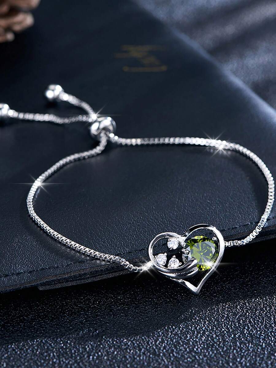 1 Stück Modischer Lässig Armband mit Herz-Zirkonia, verstellbar