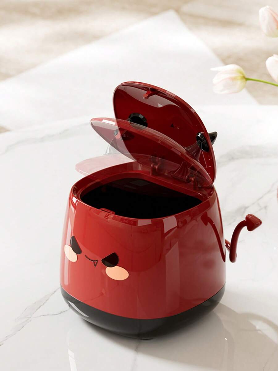 1 Stück Mini-Mülleimer mit Deckel, süßer Abfalleimer für Schreibtisch, Schlafzimmer, Wohnzimmer, runder Mülleimer für Küche mit Kunststoff-Inneneimer