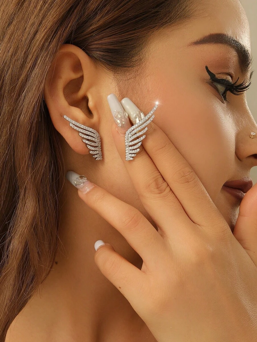 1 par de brincos elegantes de cobre microincrustado, acessório minimalista e versátil