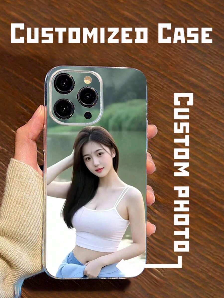 1 pieza Funda suave transparente personalizable de cobertura completa anticaídas de alta definición, adecuada para personalizar fotos de pareja, familia, mascotas, viaje como regalo de cumpleaños, vacaciones