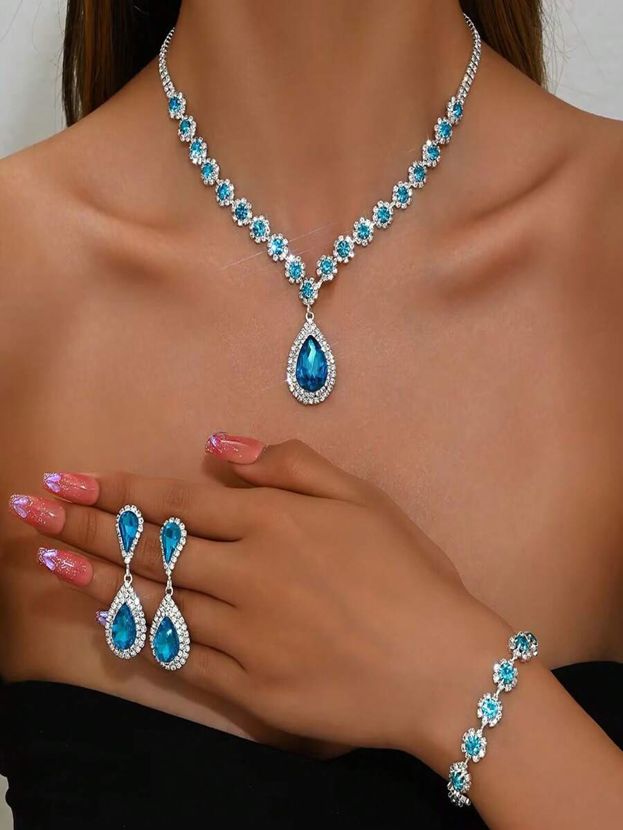 1 Conjunto de joyas de moda para mujer - Collar, Aretes, Pulsera